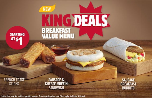 burger king breakfast menu with prices